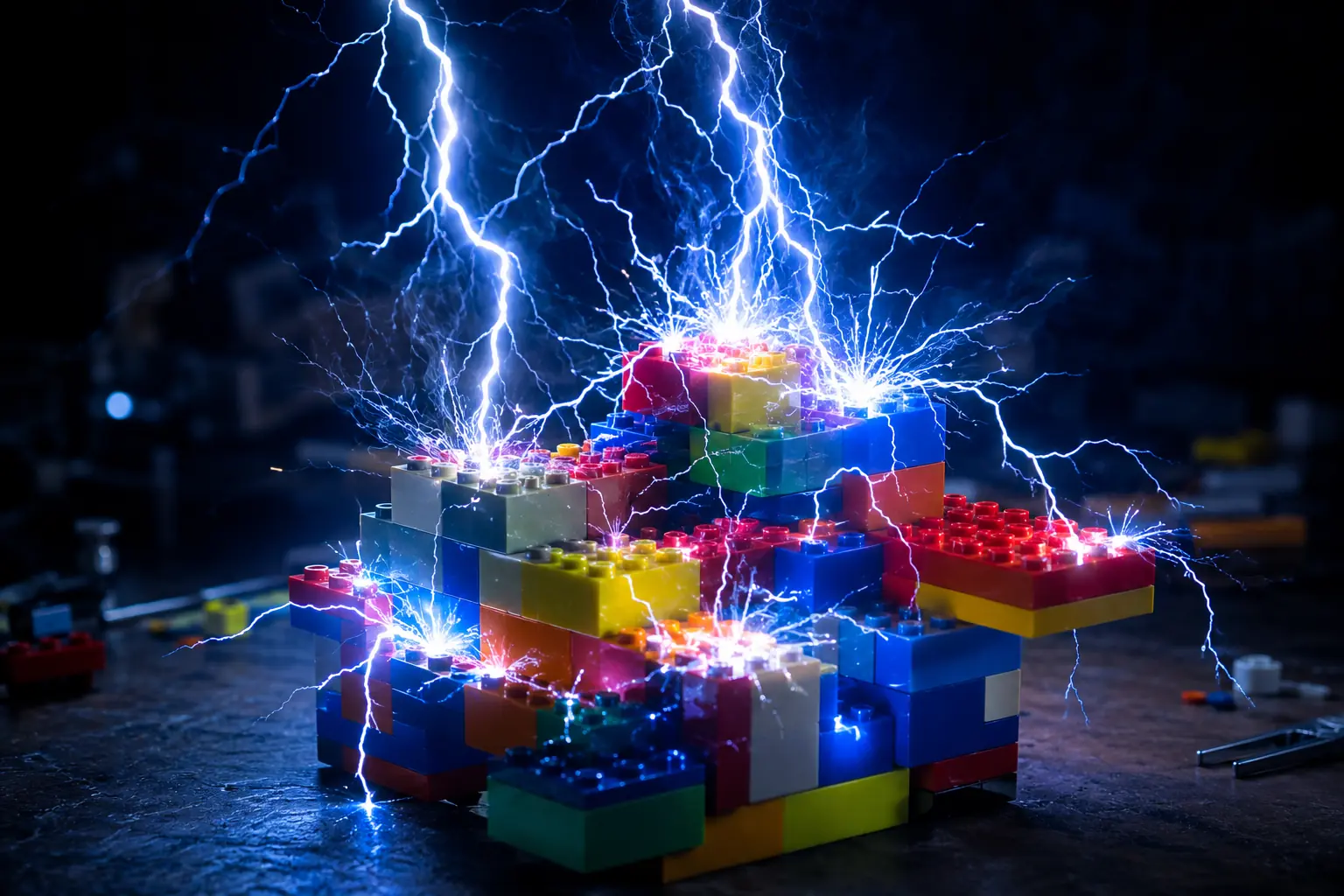 LEGO build crackling with electricity